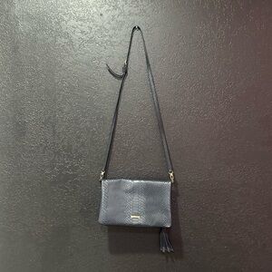 Vintage Used Gigi New York Blue Zippered Clutch Bag Ladies Purse Accessory